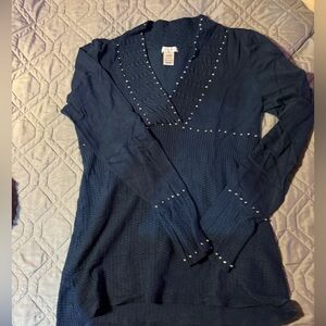Cache Midnight Blue Top with Stud Accents